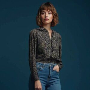 ❤️Splendid Patterned Long Sleeve Top L